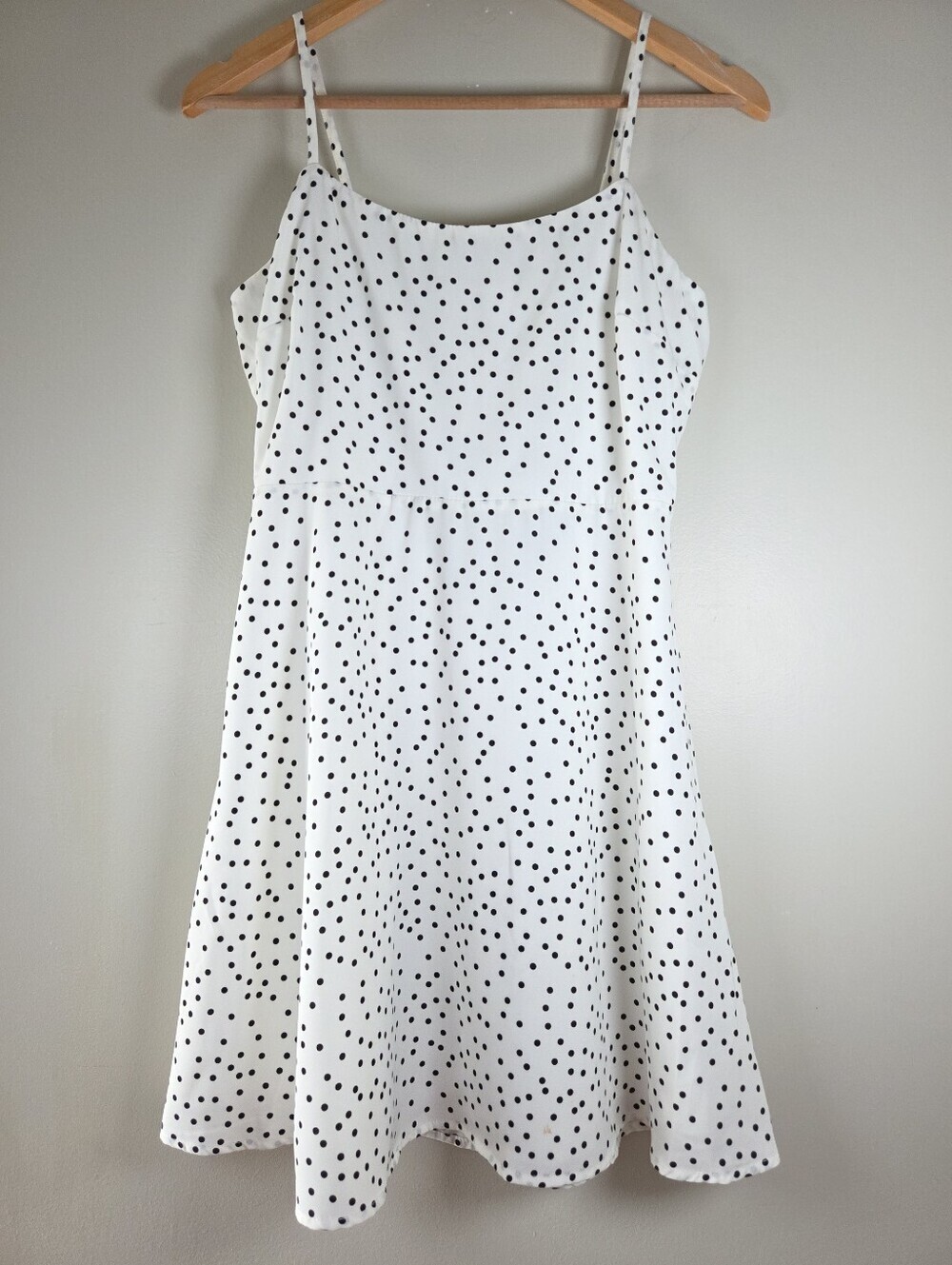 Lulus Polka Dot Lace Up Back Mini Summer Dress White Black Chic Boho Size Large - Picture 2 of 14